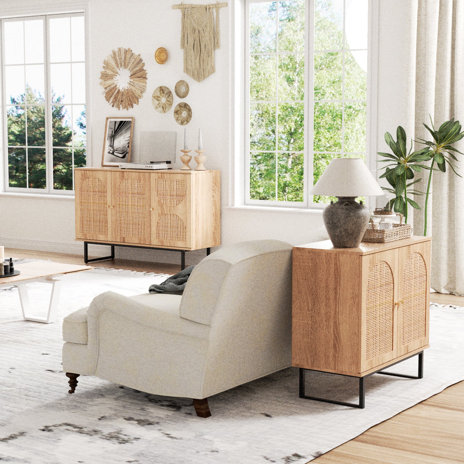 Living Room Wicker Cabinet