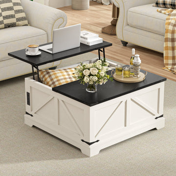 Farmhouse Lift Top Coffee Table with Storage, 31.5