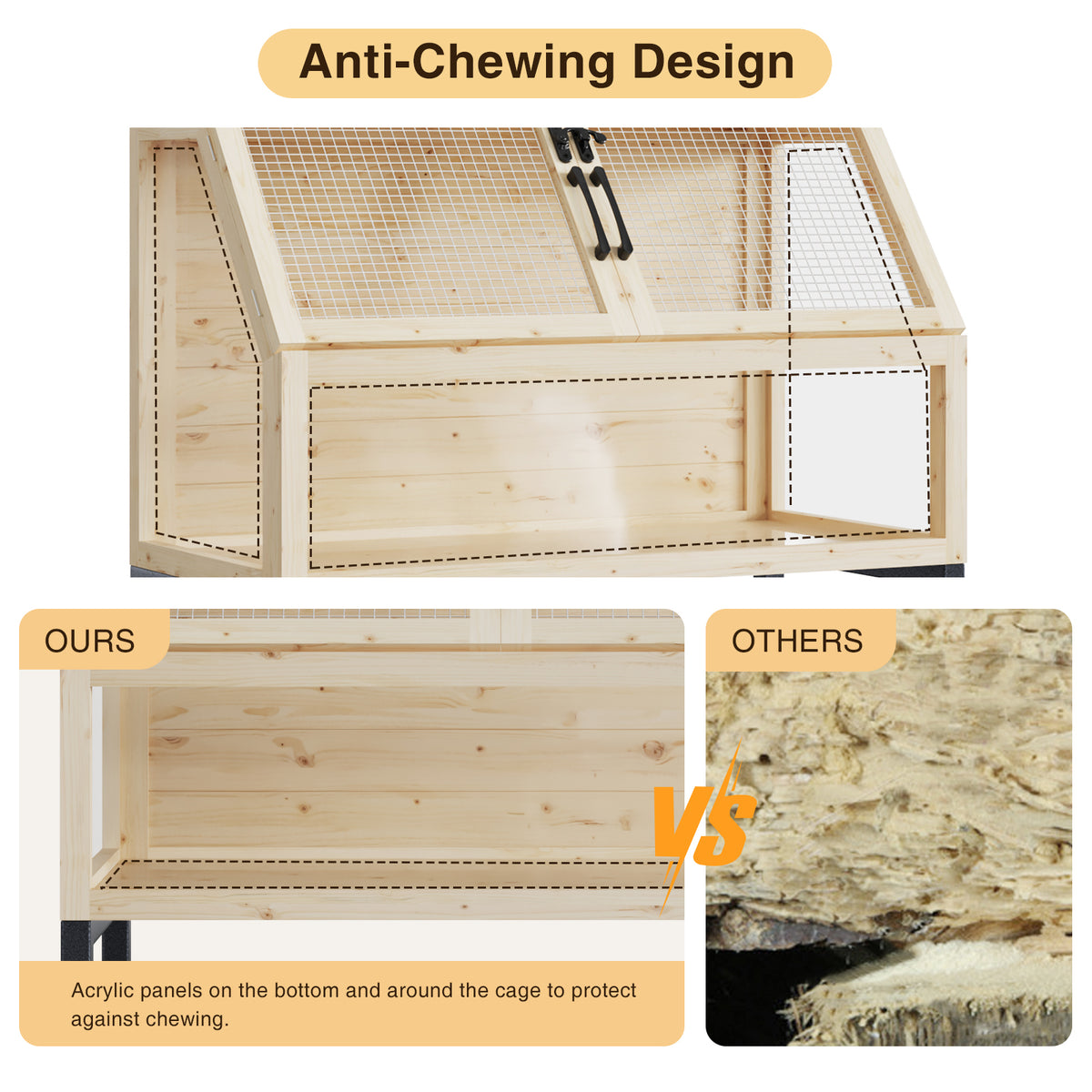 FiveWillowise Wooden Hamster Cage with Storage Shelf,Ventilated Small
